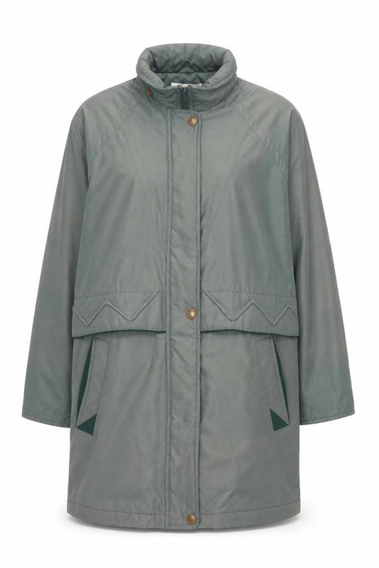 Front view of Compliments Women's Grey Mid-Length Jacket, size 10