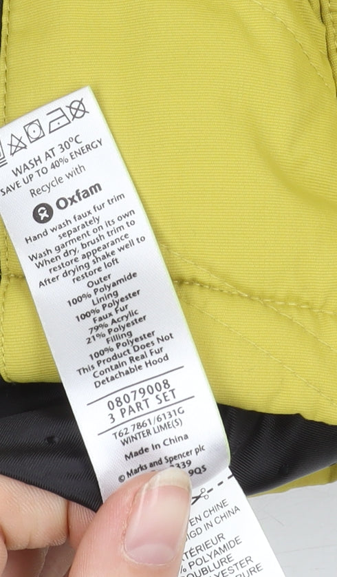 Marks and Spencer Women's Yellow Puffer Jacket S