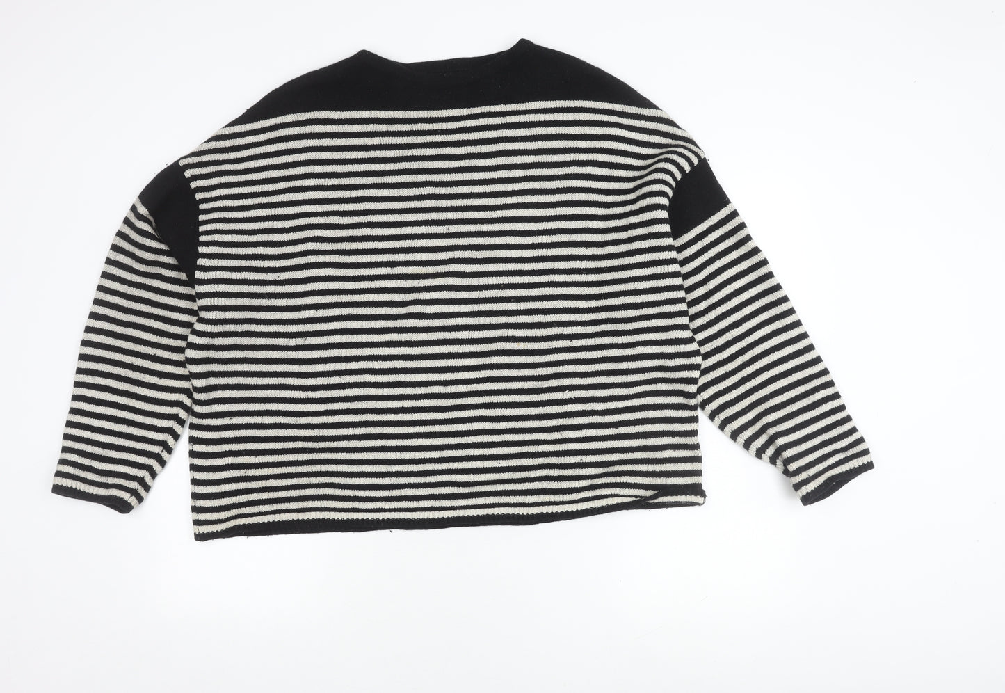 AllSaints Women's Black Striped Jumper, Medium