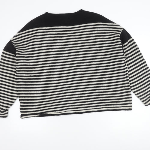 AllSaints Women's Black Striped Jumper, Medium