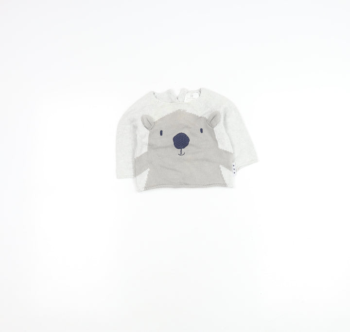 Next Unisex Grey Animal Pullover Jumper 3-6 Months