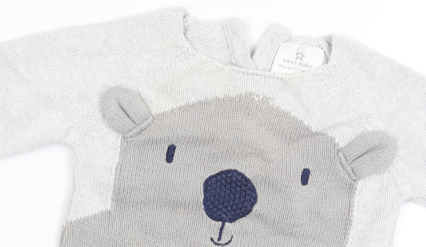 Next Unisex Grey Animal Pullover Jumper 3-6 Months