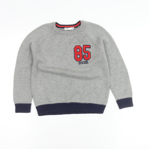Koton Kids Boys Grey Crew Neck Pullover Jumper Size 5-6