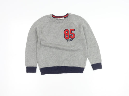 Koton Kids Boys Grey Crew Neck Pullover Jumper Size 5-6