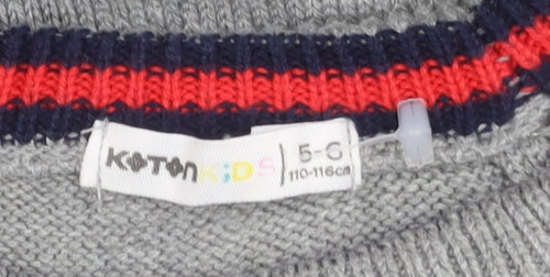 Koton Kids Boys Grey Crew Neck Pullover Jumper Size 5-6