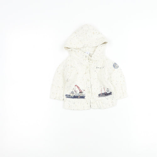 Jasper Conran Ivory Unisex Baby Cardigan 0-3 Months