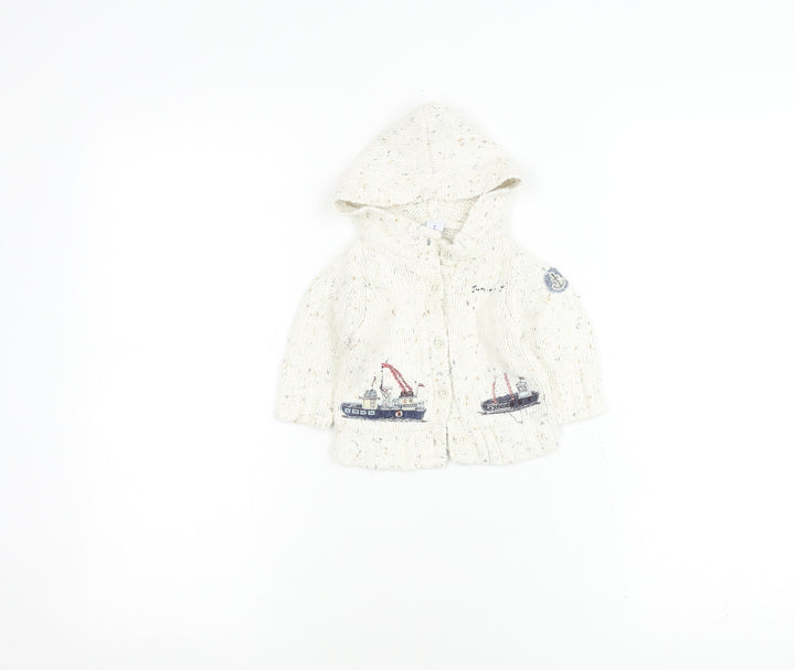 Jasper Conran Ivory Unisex Baby Cardigan 0-3 Months
