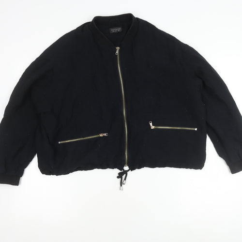 Topshop Women's Black Bomber Jacket UK 10