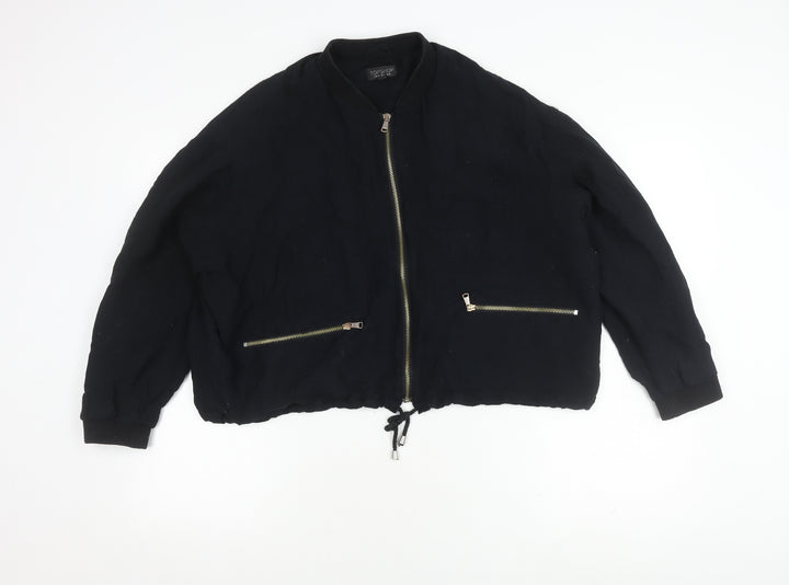 Topshop Women's Black Bomber Jacket UK 10