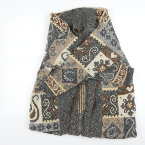 Marks and Spencer Women's Grey Geometric Coatigan, Size 12