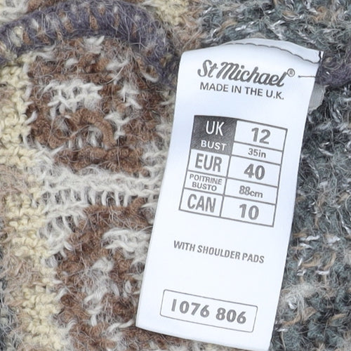 Marks and Spencer Women's Grey Geometric Coatigan, Size 12