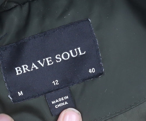 Brave Soul Women's Green M Puffer Jacket Hooded