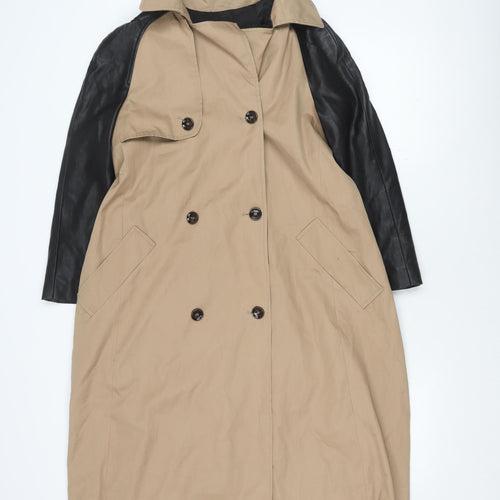 Zara Women Beige Long Trench Coat Size S
