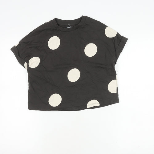 Next Girls Black Polka Dot T-Shirt, Size 8 Years