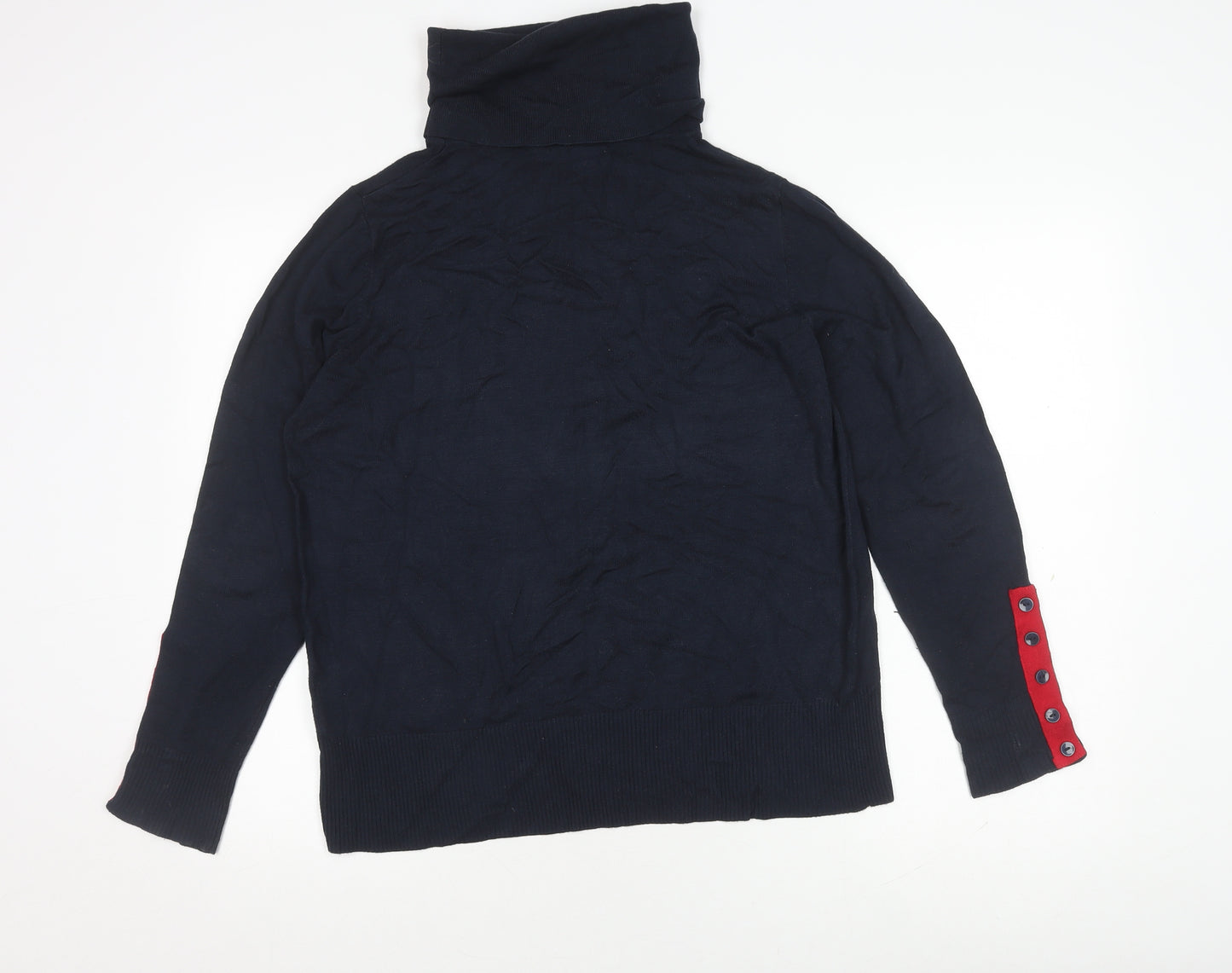 Alice Collins Women's Blue Roll Neck Jumper Size 14