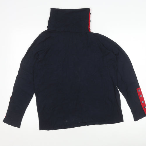 Alice Collins Women's Blue Roll Neck Jumper Size 14