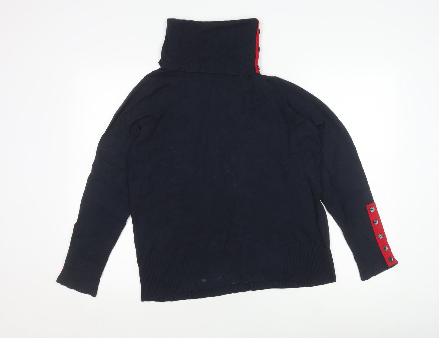 Alice Collins Women's Blue Roll Neck Jumper Size 14