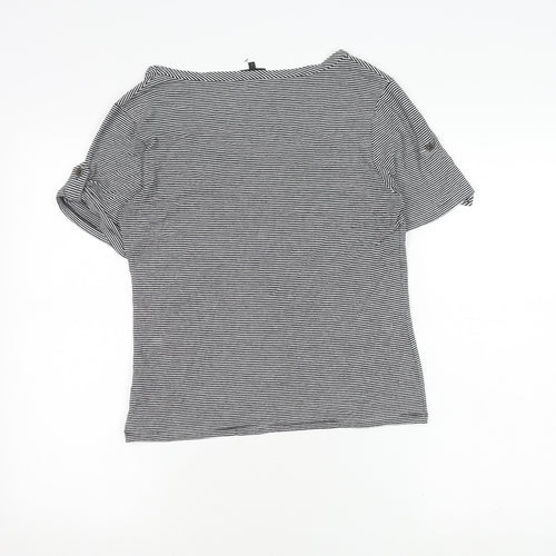 Jaeger Women’s Black Striped T-Shirt, Size L
