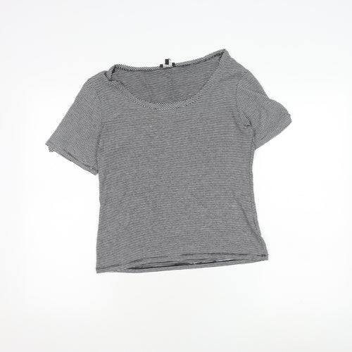 Jaeger Women’s Black Striped T-Shirt, Size L