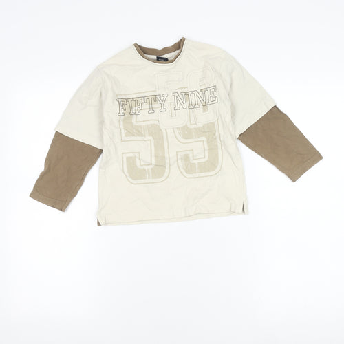 Next Boys Beige Graphic Long Sleeve T-Shirt 4 Years