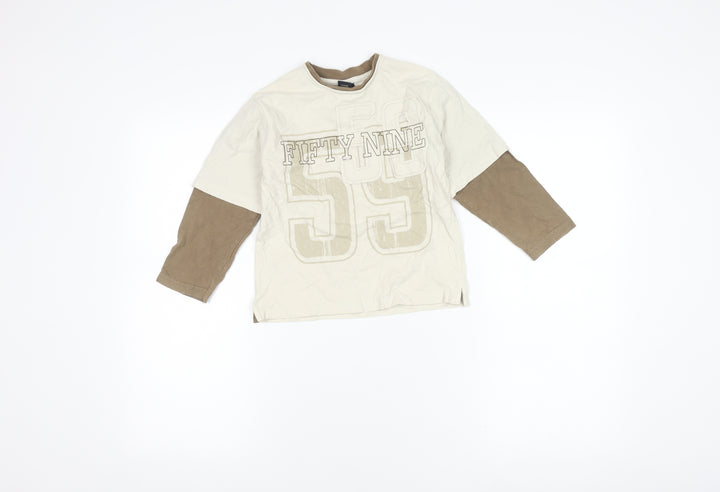 Next Boys Beige Graphic Long Sleeve T-Shirt 4 Years