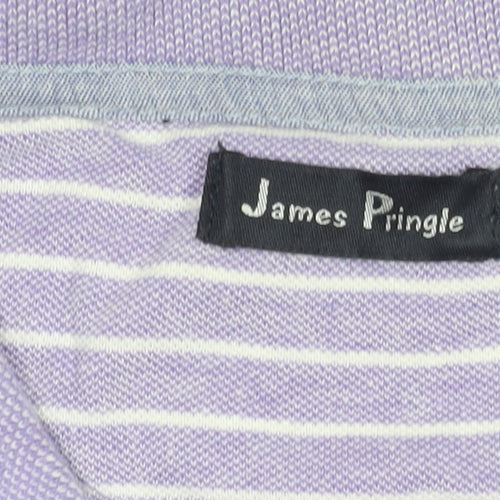 James Pringle Men's Purple Striped Polo Shirt XL