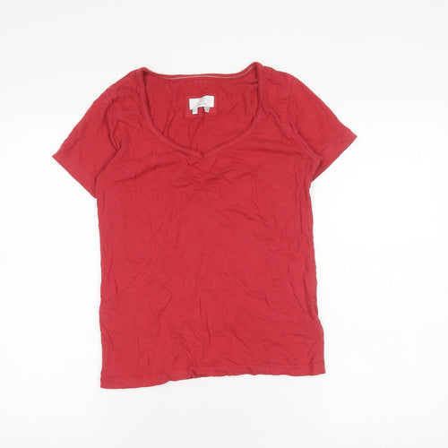 FatFace Women's Red V-Neck T-Shirt, Size 6, Casual Look