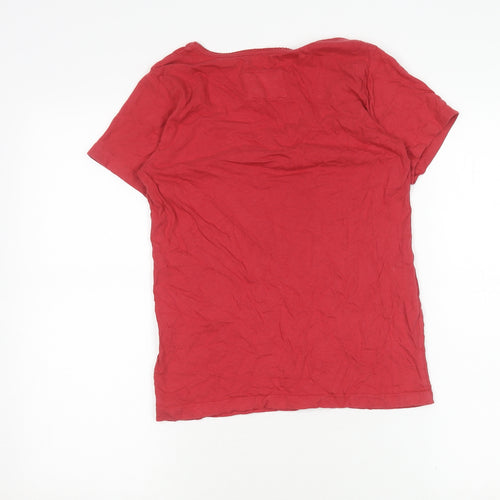 FatFace Women's Red V-Neck T-Shirt, Size 6, Casual Look