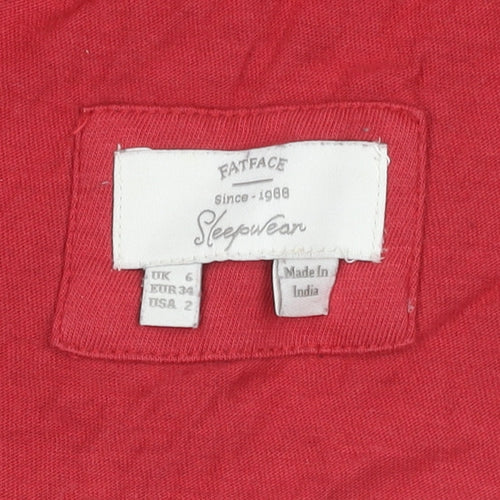 FatFace Women's Red V-Neck T-Shirt, Size 6, Casual Look