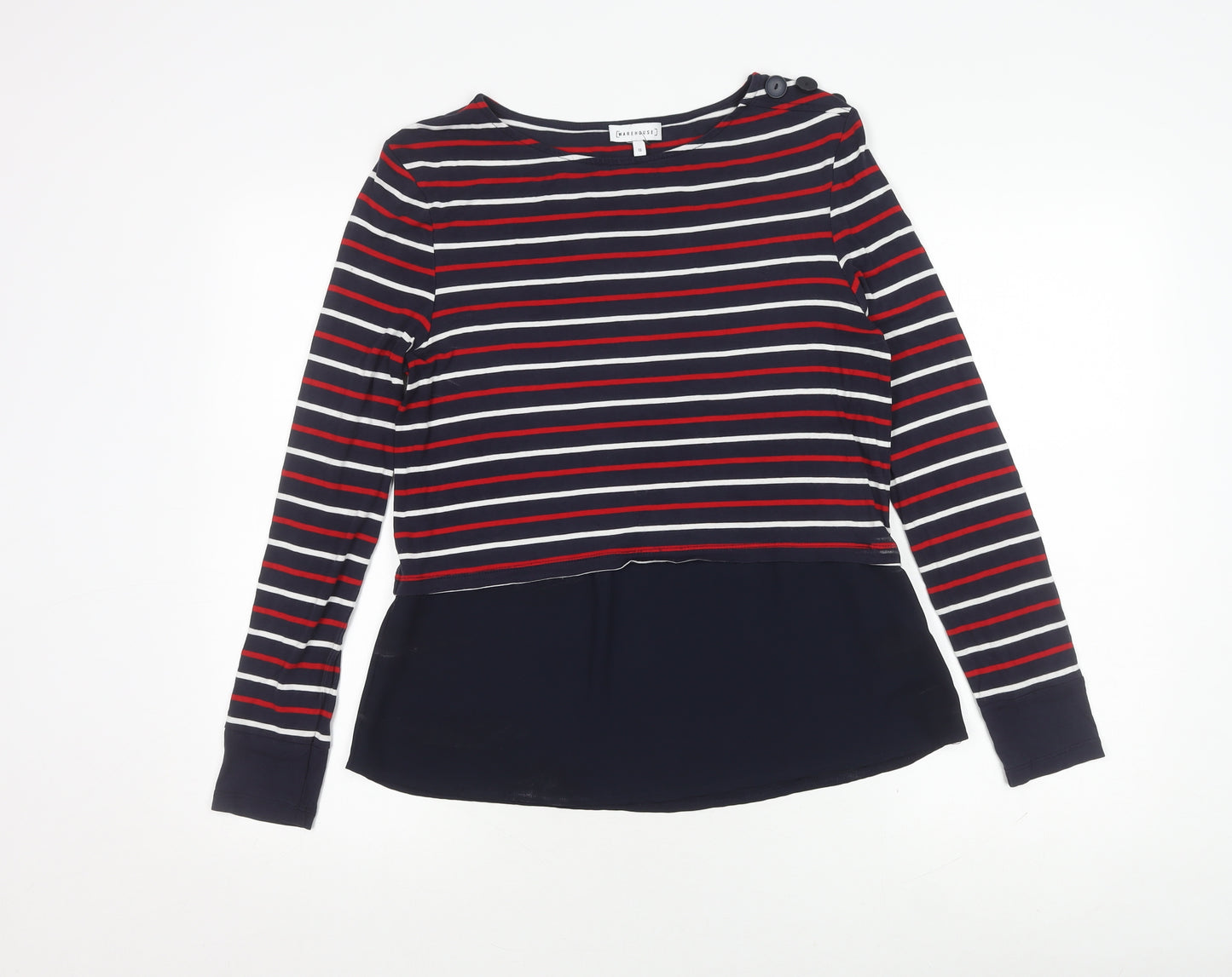 Warehouse Women's Multicoloured Striped Top, Size 12