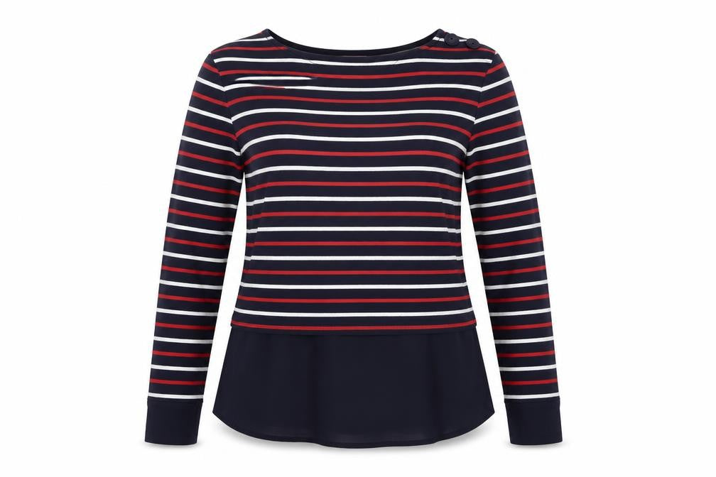 Front view of Warehouse Women's Multicoloured Striped Top, size 12