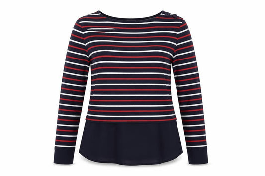 Front view of Warehouse Women's Multicoloured Striped Top, size 12