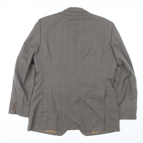 DAKS Men's Brown Check Wool Blazer 42R Single-Breasted