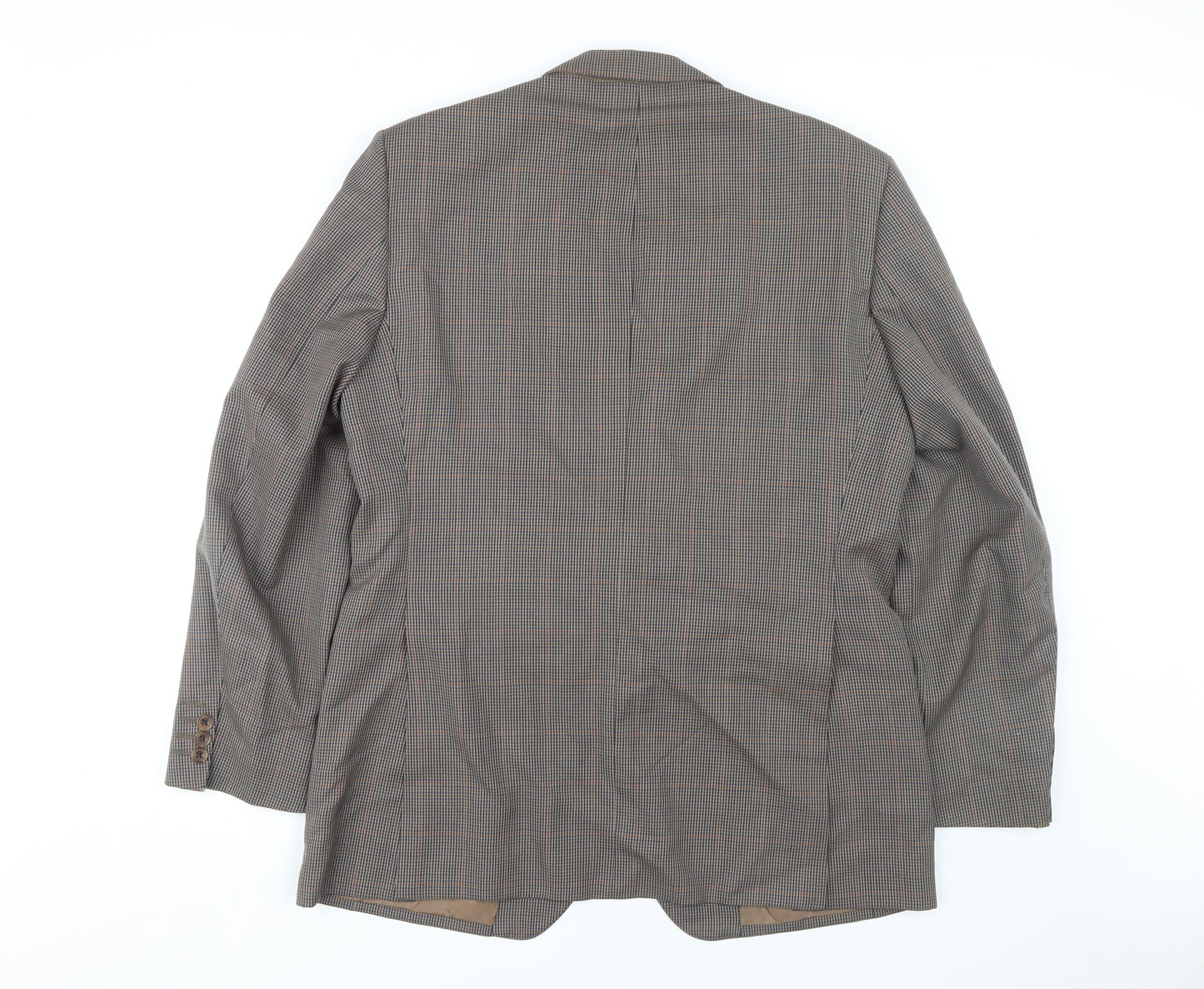 DAKS Men's Brown Check Wool Blazer 42R Single-Breasted