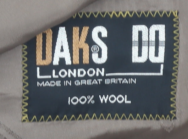 DAKS Men's Brown Check Wool Blazer 42R Single-Breasted