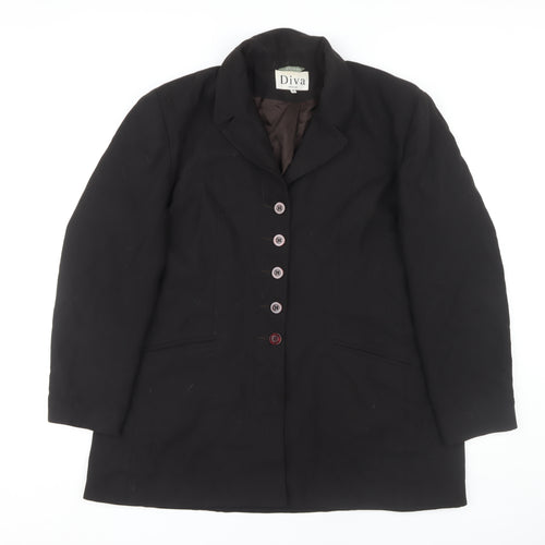 Diva Women's Black Buttoned Overcoat Size 18