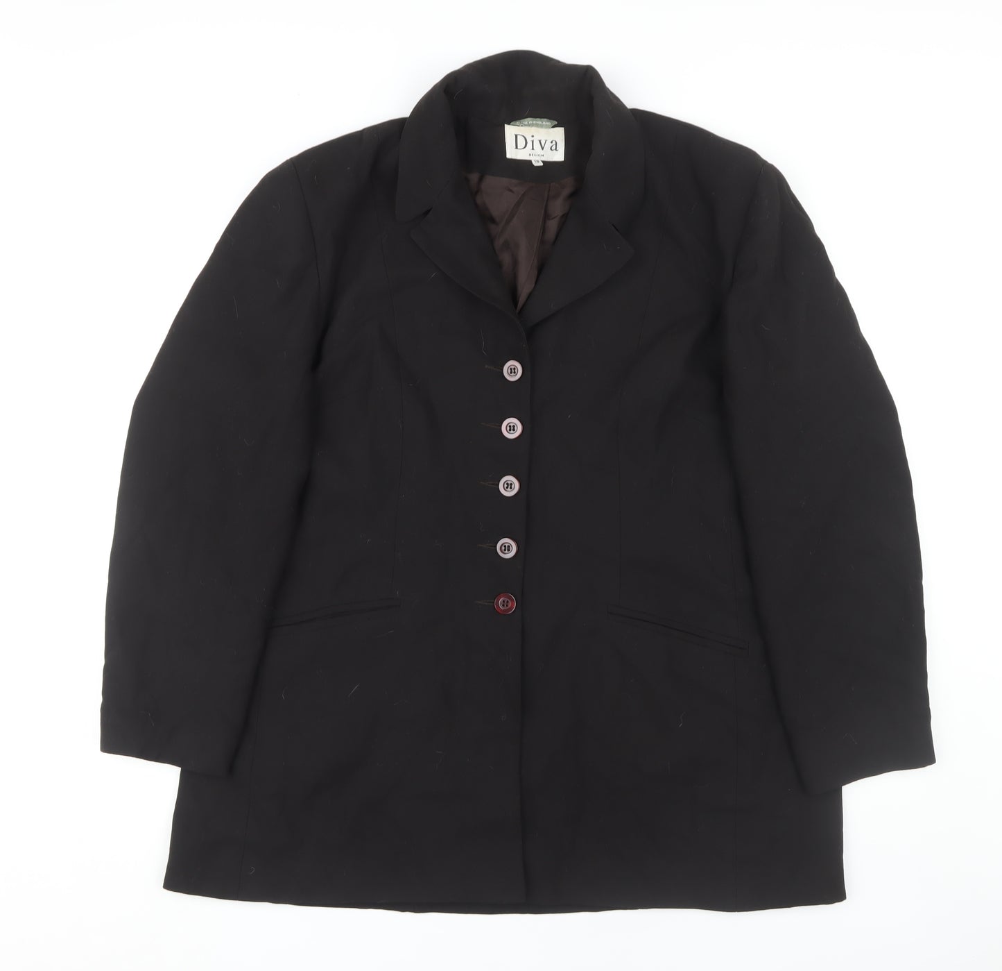 Diva Women's Black Buttoned Overcoat Size 18