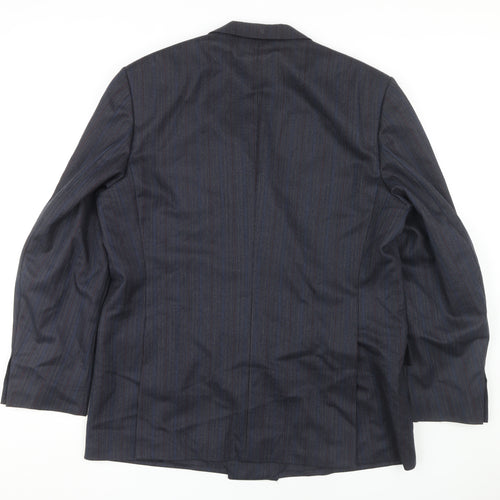 Konen Men's Blue Striped Double-Breasted Blazer 44R