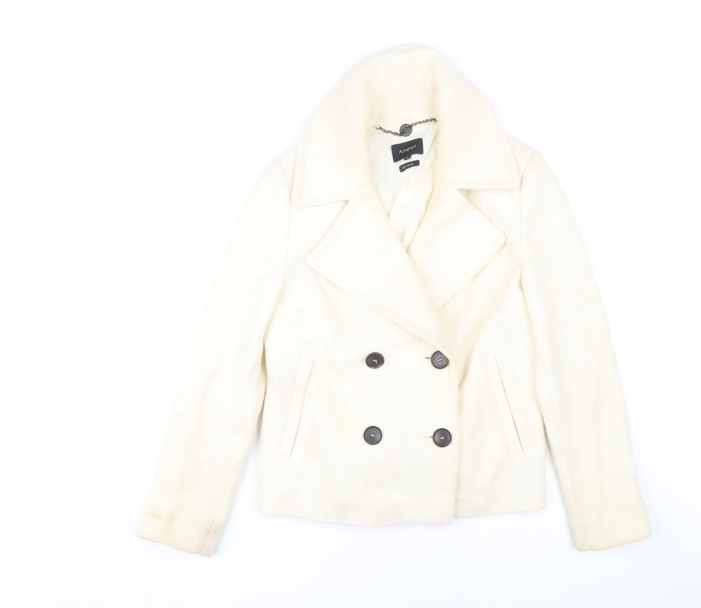 Marks and Spencer Ivory Pea Coat Women UK 10 Autumn/Winter