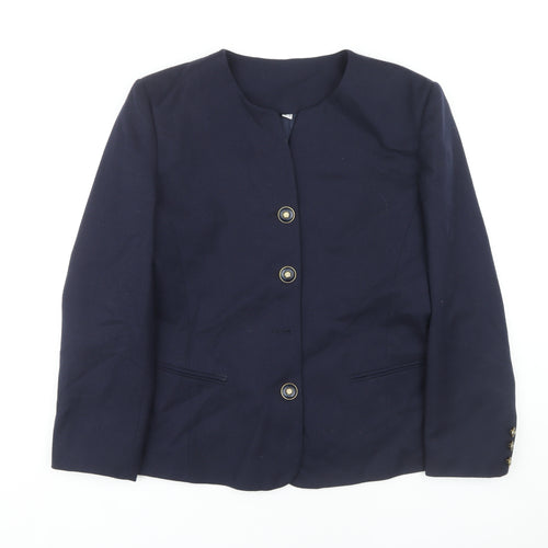First Avenue Women's Blue Wool Blazer Jacket Size L