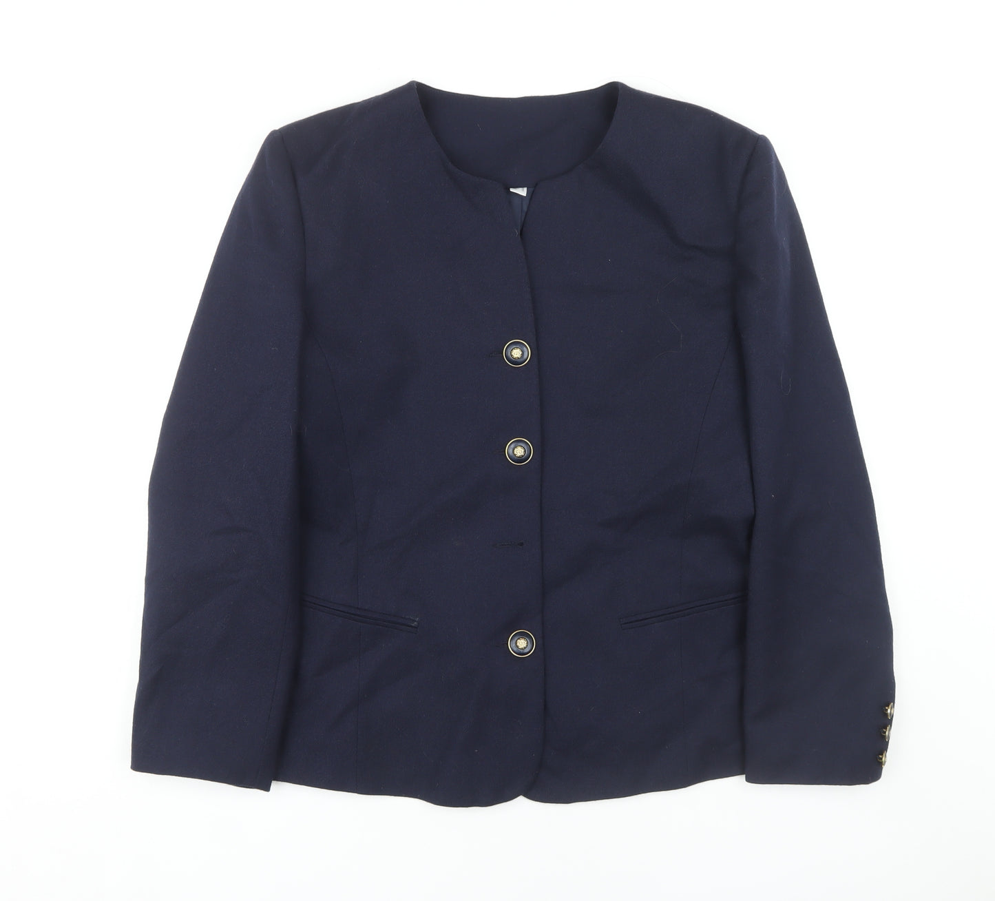First Avenue Women's Blue Wool Blazer Jacket Size L