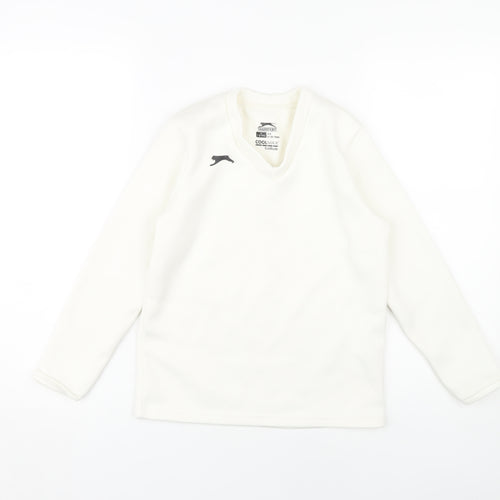 Slazenger Boys Long Sleeve White Pullover 7-8 Years