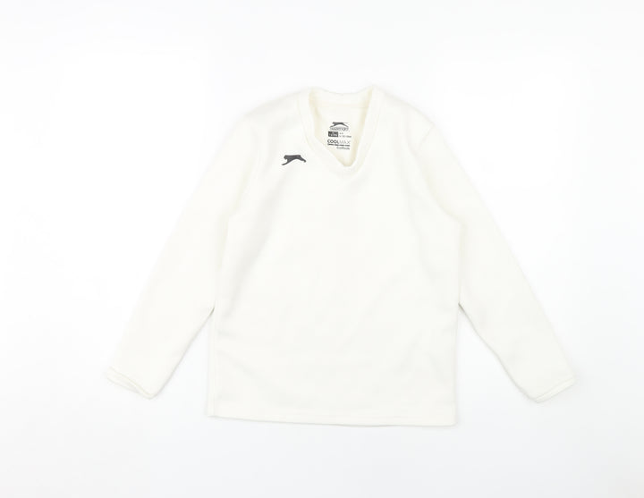 Slazenger Boys Long Sleeve White Pullover 7-8 Years