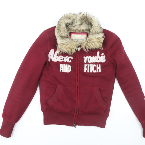 Abercrombie & Fitch Women's Red Hoodie, M, Full Zip, Casual