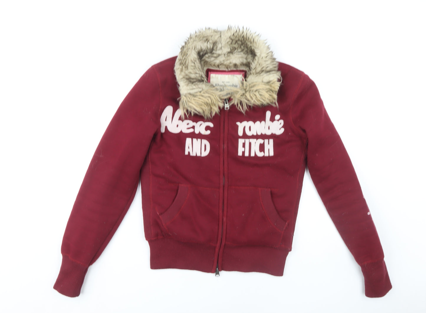 Abercrombie & Fitch Women's Red Hoodie, M, Full Zip, Casual