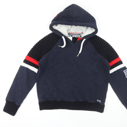 Superdry Women's Blue Hoodie, Size 16, Cotton Blend
