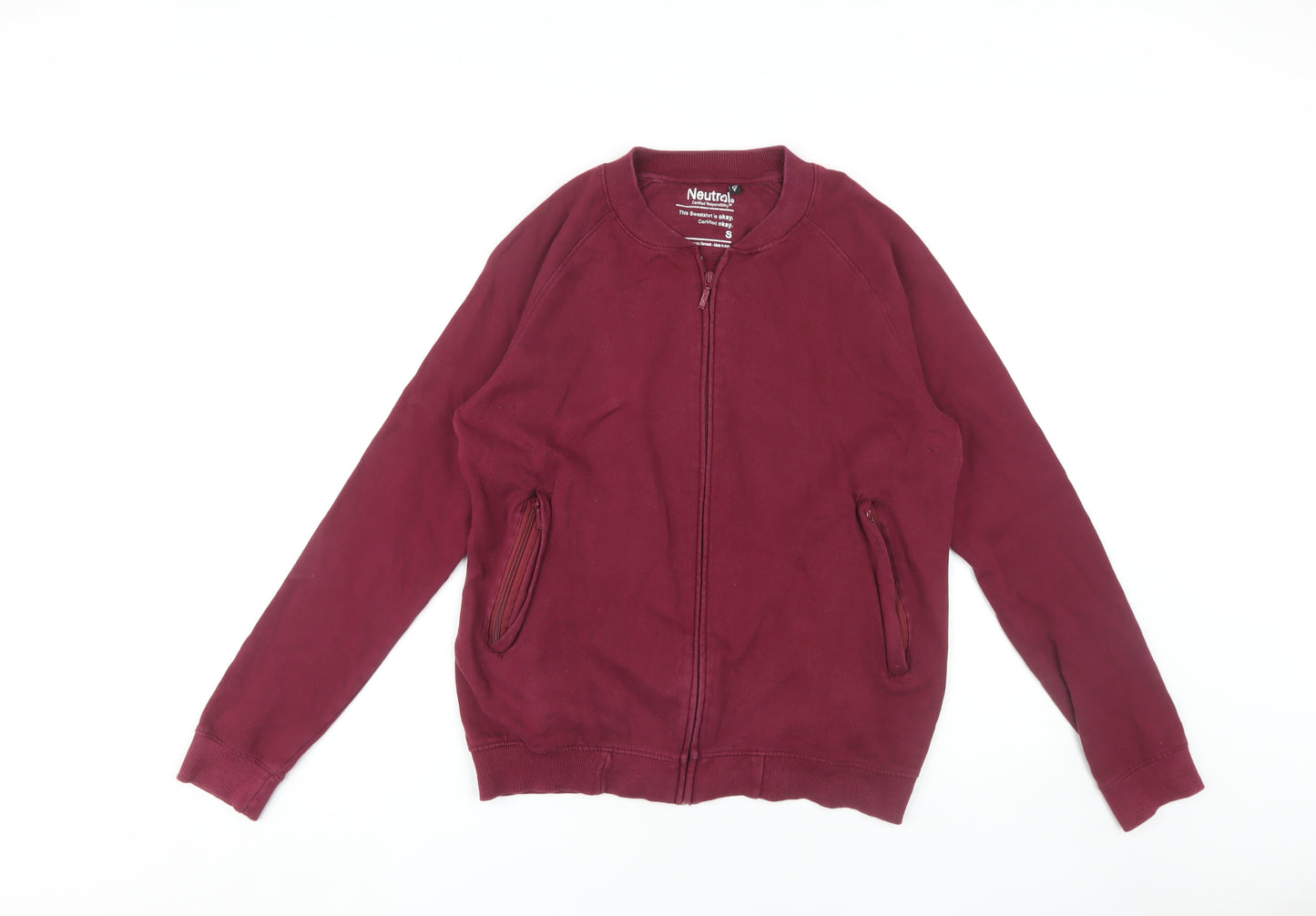 Neutral Unisex Red Full Zip Sweatshirt, Size S