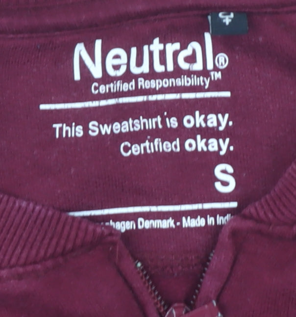 Neutral Unisex Red Full Zip Sweatshirt, Size S