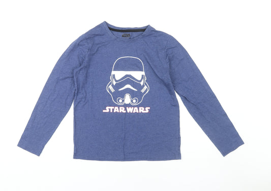 Front view of Primark boys’ star wars blue long sleeve graphic t-shirt 11-12