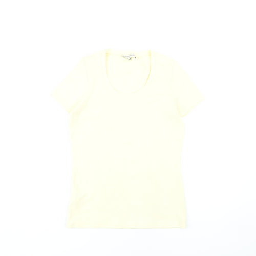 Laura Ashley Women's Yellow Scoop Neck T-Shirt Size 12